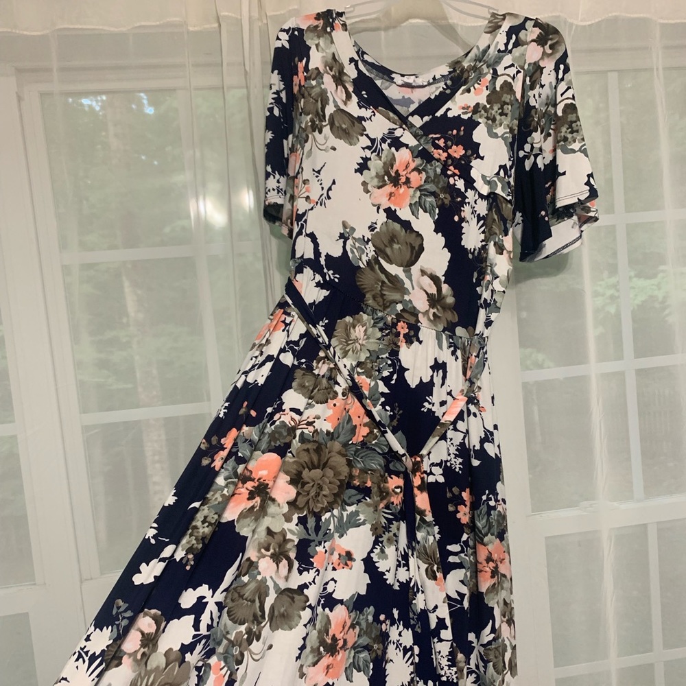 Hailey and Co XL Navy and Pink Floral Maxi Dress